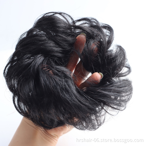 whosale bud  Hair  customization Popular Fashion Bud Hair Band Elastic Fluffy Wigs, Woman Bun Wears Hair